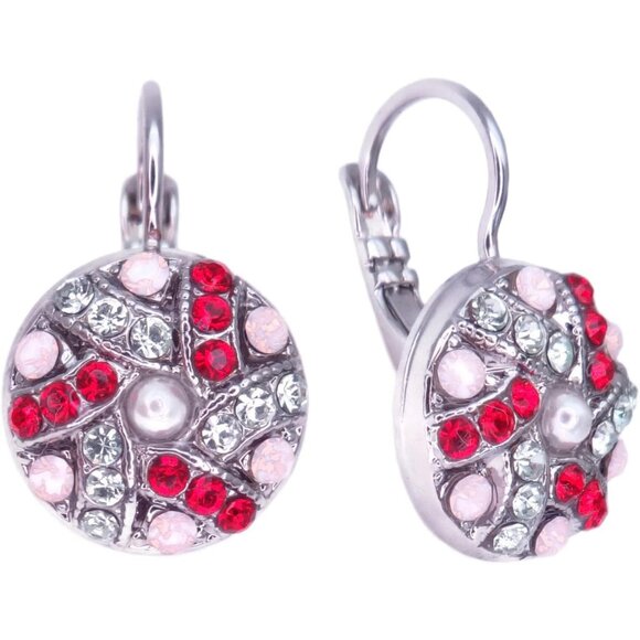 Mariana Enchanted Silver Earrings Red Green Pink Crystal Swirl Mosaic 1156 NWT - Picture 1 of 3